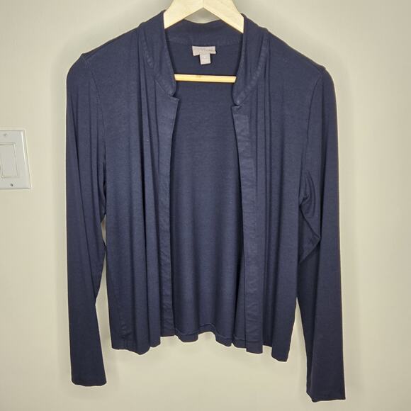 J. JILL Navy Blue Long Sleeve Open Front Top - Picture 1 of 8